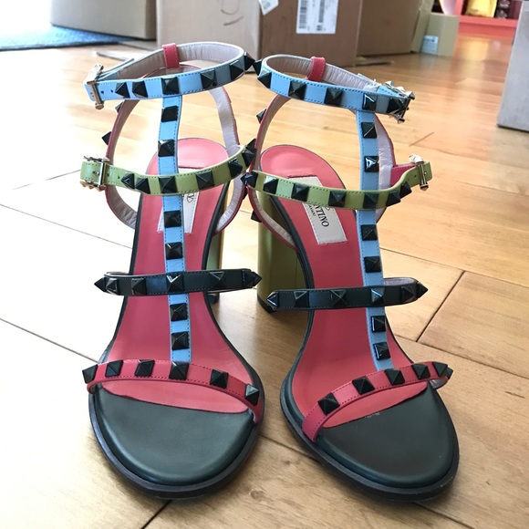 Valentino Rockstud T-Strap Block Rainbow Sandal - Picture 7 of 7